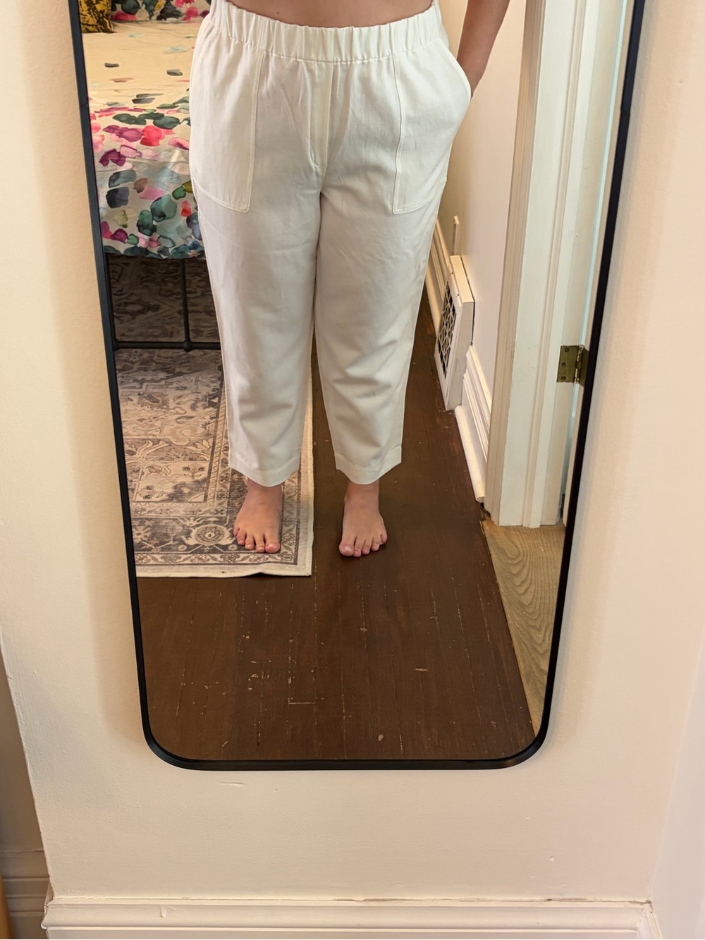 Banana Republic White Elastic-Waist Pants